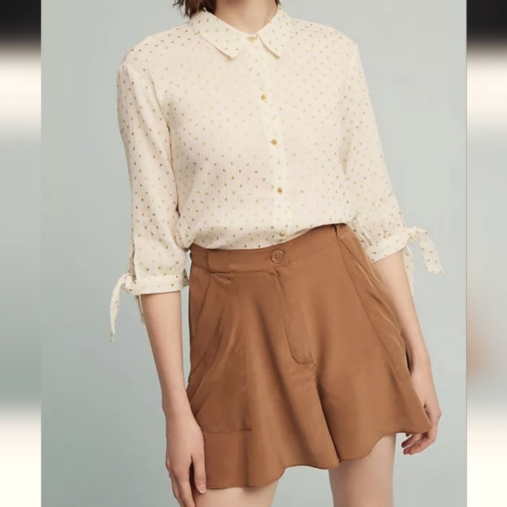 NWOT ANTHROPOLOGIE elevenses Flowy Hem Silk Shorts